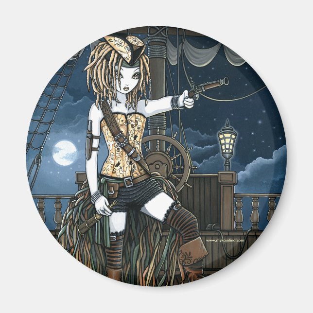"Helena" Sky Pirate Ship Moon Fee Magnet (Vorne)