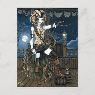 "Helena" Sky Pirate Ship Moon Fee Postcard Postkarte