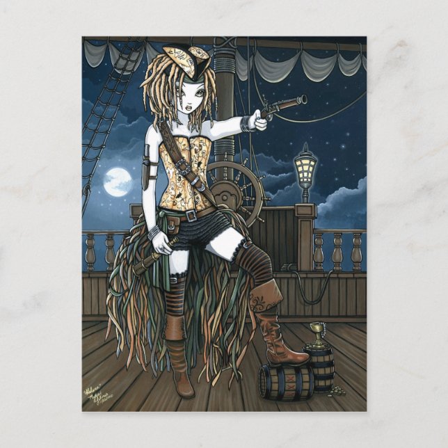 "Helena" Sky Pirate Ship Moon Fee Postcard Postkarte (Vorderseite)