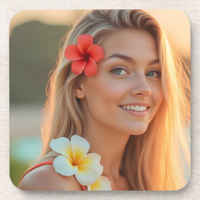 Helena's Island Glow: Die Ruhe der Natur aus Plast Getränkeuntersetzer (Vorderseite)