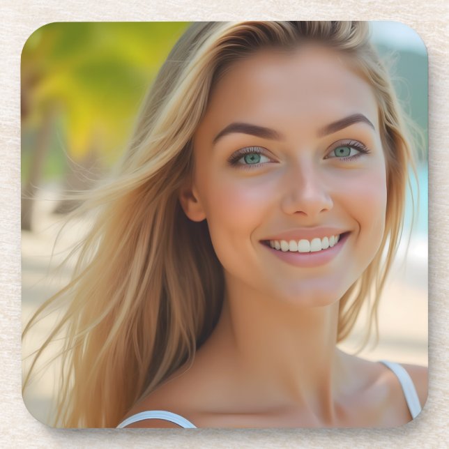 Helenas Paradies: Ein Küstentraum aus Plastik Getränkeuntersetzer (Vorderseite)