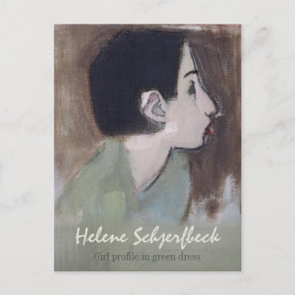 Helene Schjerfbeck Girl Profil in grünem Kleid Postkarte