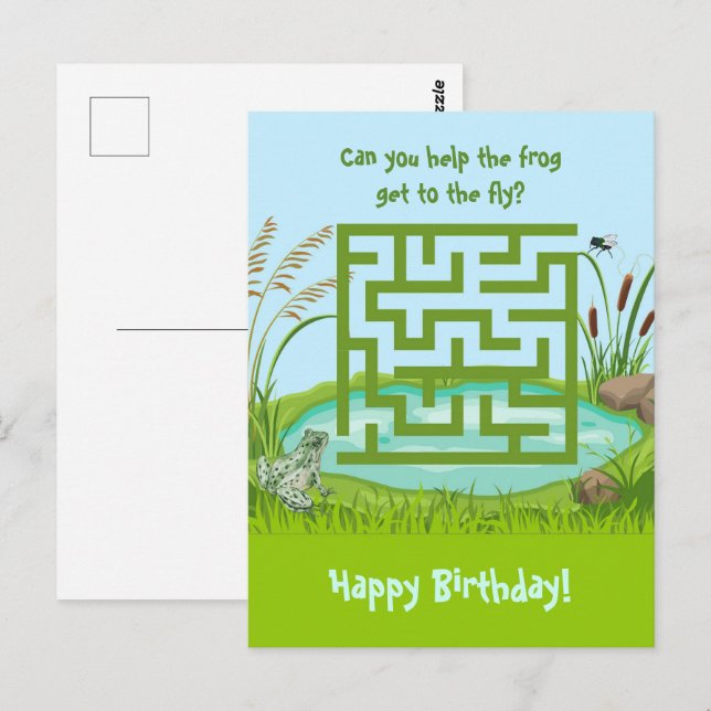 Helfen Sie dem Frosch zu fliegen Maze Birthday Pos Postkarte (Vorne/Hinten)