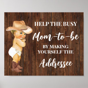 Helfen Sie der Mama, sich selbst Cowboy-Dusche zu  Poster