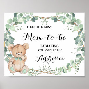 Helfen Sie der Mama, sich selbst zum Bear Shower z Poster