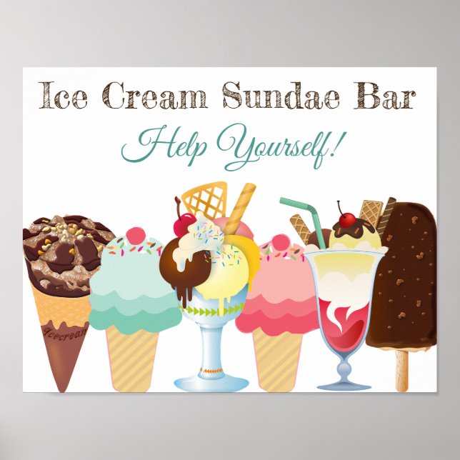 Helfen Sie sich selbst Ice Cream Sundae Bar Poster (Vorne)