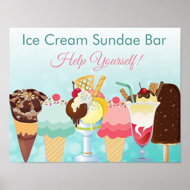 Helfen Sie sich selbst Ice Cream Sundae Bar Poster (Vorne)