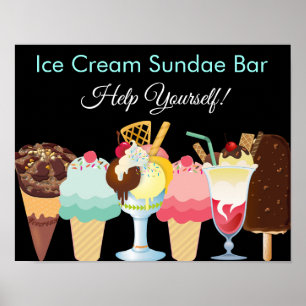 Helfen Sie sich selbst Ice Cream Sundae Bar Poster