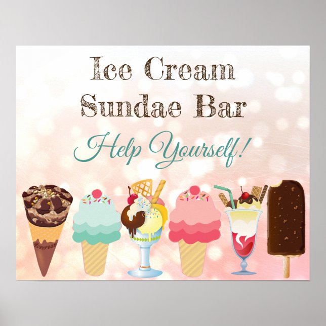 Helfen Sie sich selbst Ice Cream Sundae Bar Poster (Vorne)