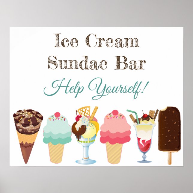 Helfen Sie sich selbst Ice Cream Sundae Bar Poster (Vorne)