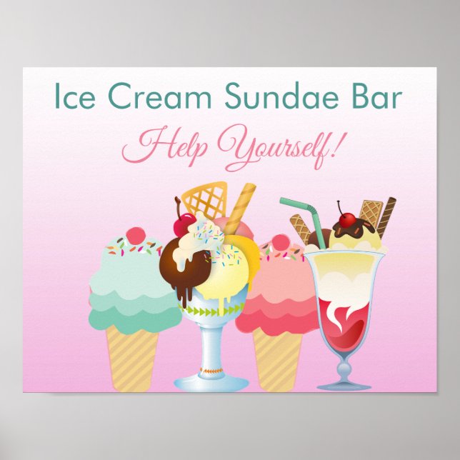 Helfen Sie sich selbst Ice Cream Sundae Bar Poster (Vorne)