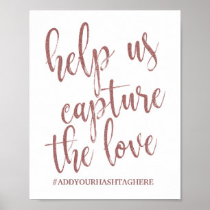 Helfen Sie uns, das Liebe Rosen Gold Glitter Schil Poster