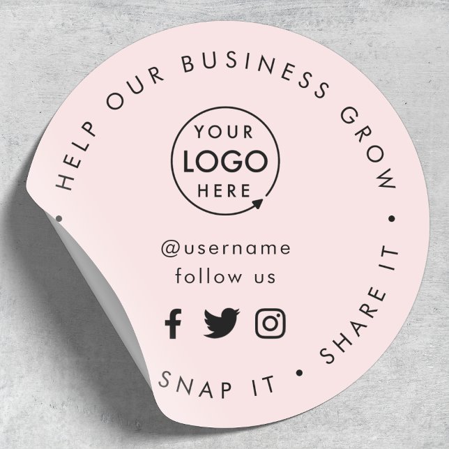 Helfen Sie unserem Unternehmen Wachstum sozialen M Runder Aufkleber (Editable "Help our business grow" social media icon sticker branded with your business logo)