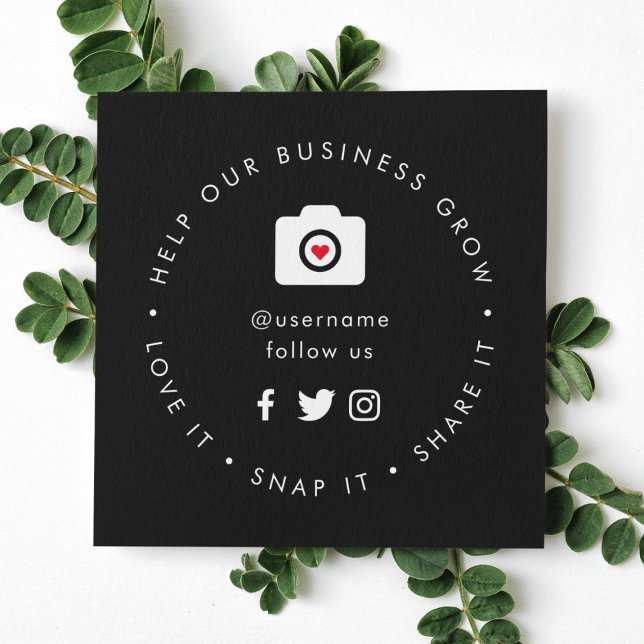 Helfen Sie unserem Unternehmenswachstum | Soziale  Quadratische Visitenkarte (Editable "Help our business grow" social media icon enclosure / business cards for small businesses.)
