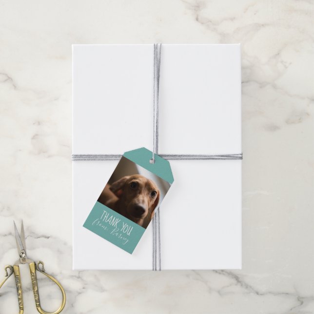 Helfer danke Ihnen Geschenk mit Hund-Foto-Tags Geschenkanhänger (Mit Garn)