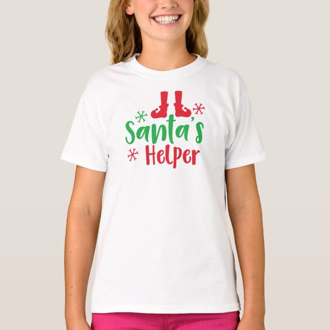 Helfer des Weihnachtsmanns, Elfshuhe, Schneeflocke T-Shirt (Vorderseite)