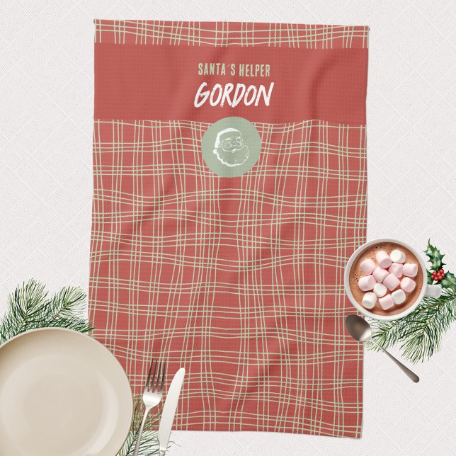 Helfer rot und grün fröhlich geschirrtuch (Santa´s Helper 🎅🏻 Modern Minimalist Red Green Kitchen Towel ©Susanne Sachers - Sunny Mind Design )