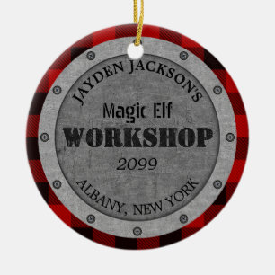 Helferwerkstatt des Weihnachtsmanns Schuhhöhle Keramik Ornament