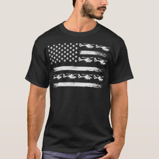 Heli Pilot US Flag  Aviation Military Army Helicop T-Shirt