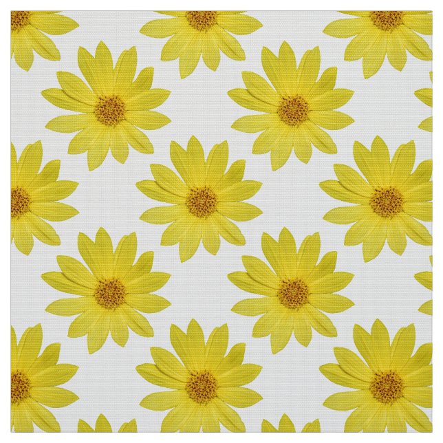 Helianthus 'Lemon Queen' Muster - Weiß Stoff (Muster)