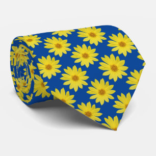 Helianthus 'Lemon Queen' Pattern - Deep Blue Krawatte