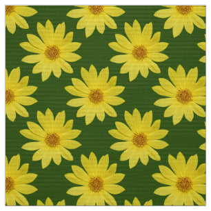 Helianthus 'Lemon Queen' Pattern - Forest Green Stoff