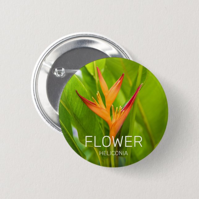 Heliconia Blume Design der Pflanze Button (Vorne & Hinten)