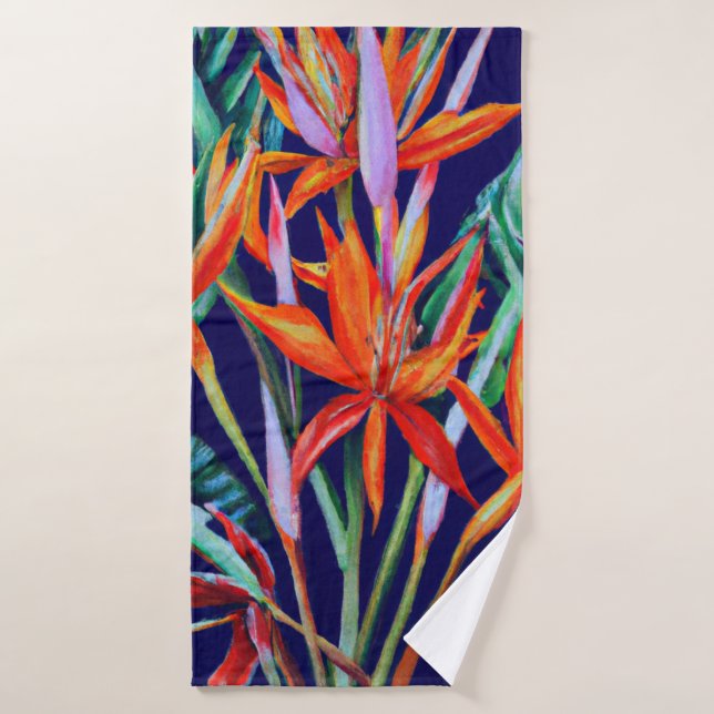 Heliconia in blau tropisch badhandtuch set (Badehandtuch)