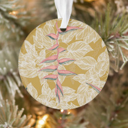 Heliconia & Lauhala, reversible Māla Lani Ornament