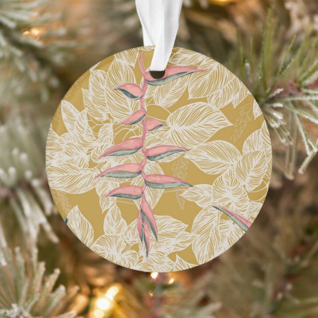 Heliconia & Lauhala, reversible Māla Lani Ornament (Baum)