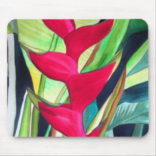 Heliconia Lobster Tropical Water Color Blume Mousepad