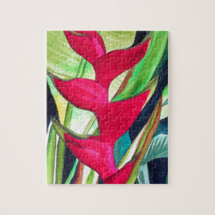 Heliconia Lobster Tropical Water Color Blume Puzzle