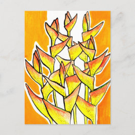 Heliconia Rostrata Tropische Blume Gelb Postkarte