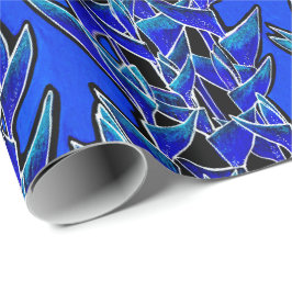 Heliconia Tropical Botanical Floral Muster Blau Geschenkpapier