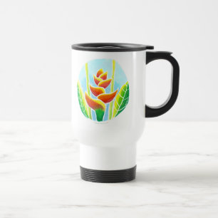 Heliconia tropischer Blumen-Batik-Stahlreise-Tasse Reisebecher