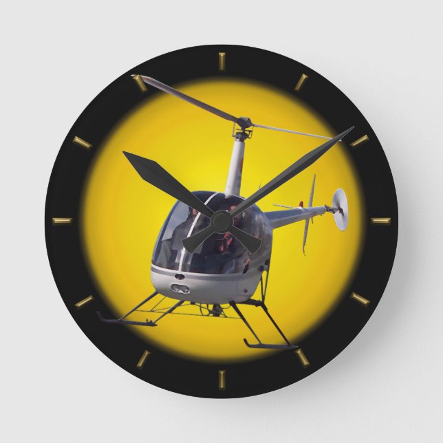 Helicopter Clock Flying Helicopter Wall Clock Gift Runde Wanduhr (Vorderseite)