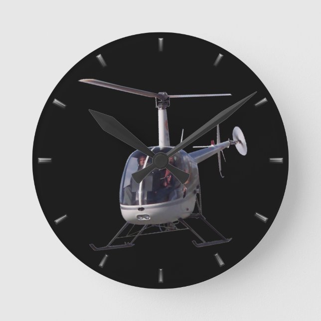 Helicopter Clock Flying Helicopter Wall Clock Gift Runde Wanduhr (Vorderseite)