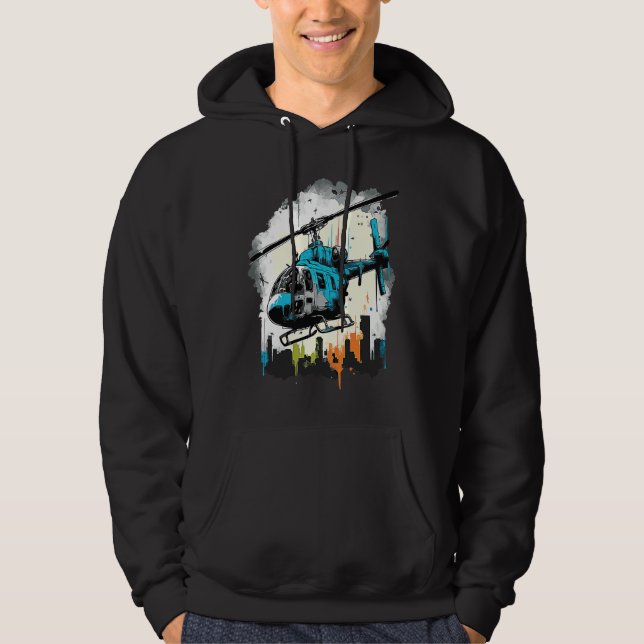 Helicopter over the city  graffiti hoodie (Vorderseite)