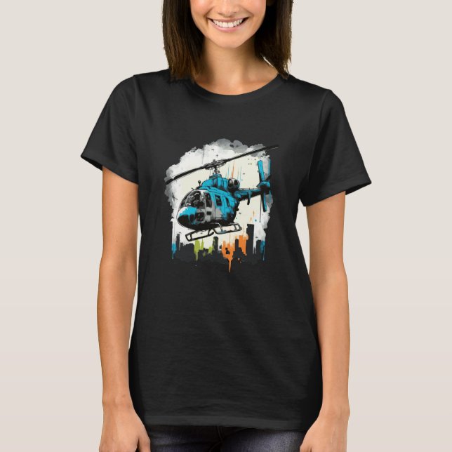 Helicopter over the city graffiti T-Shirt (Vorderseite)