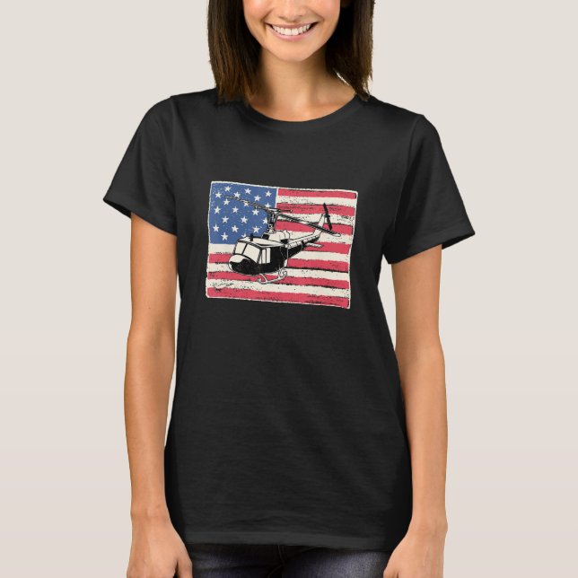 Helicopter pilot for men gift american flag patrio T-Shirt (Vorderseite)