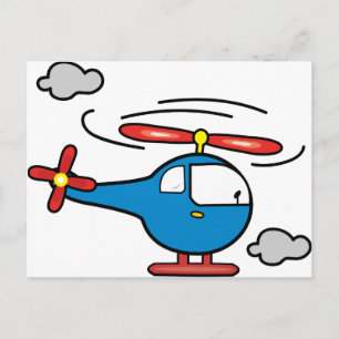 Helikopter Blau und Rot Postkarte