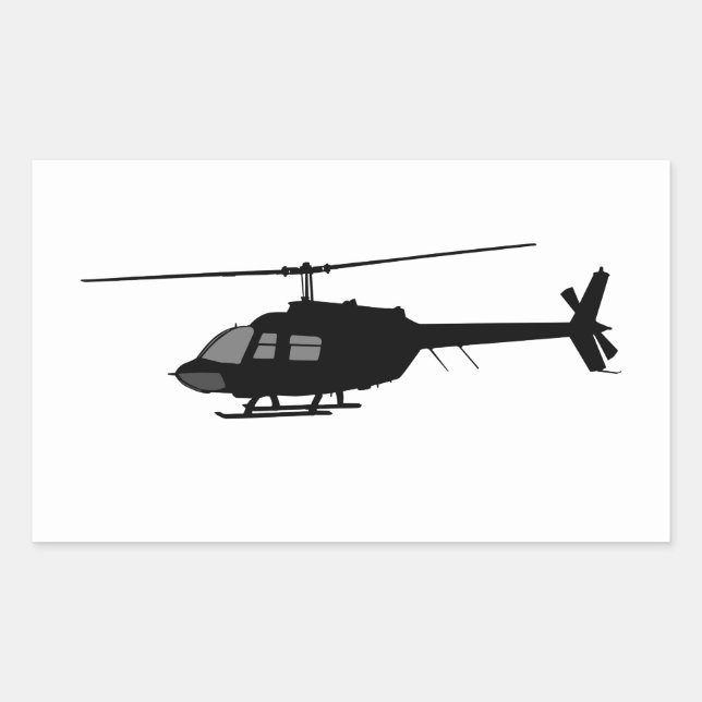 Helikopter Flying Silhouette - Farbanpassung Rechteckiger Aufkleber (Vorderseite)