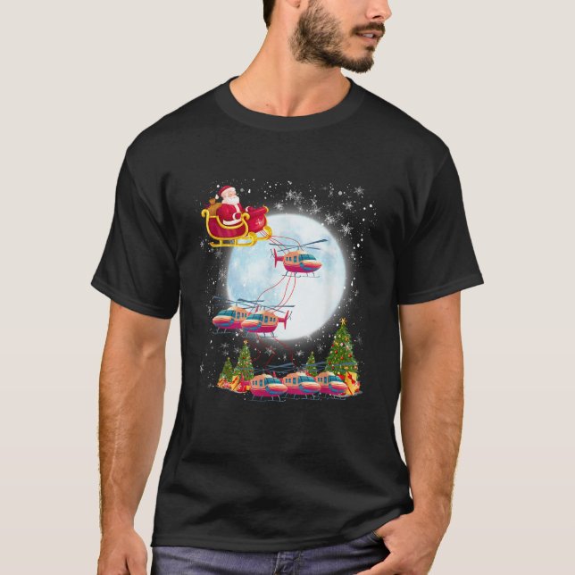 Helikopter Rentier Santa s Sleigh Pilot Weihnachte T-Shirt (Vorderseite)
