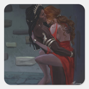 Helion und die Lady des Herbstes Quadratischer Aufkleber