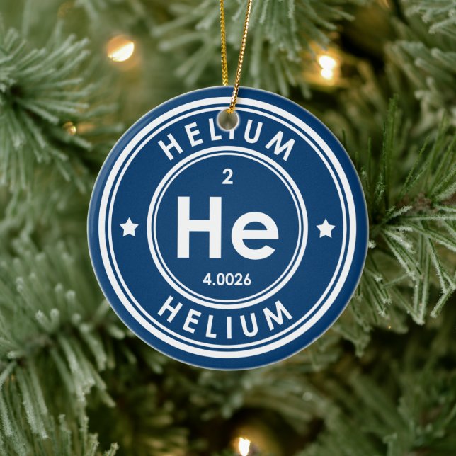 Helium Element Blue Keramik Ornament (Baum)
