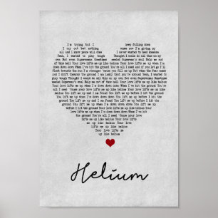 Helium Grey Heart Song Lyric Wall Art Print Poster