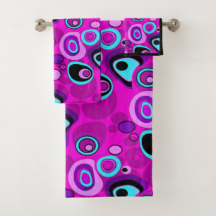 Hell, abstrakt, Magenta Badhandtuch Set