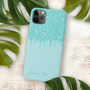 Hell aquatürkis grüner Glitter-Kunststoff-Muster Case-Mate iPhone Hülle