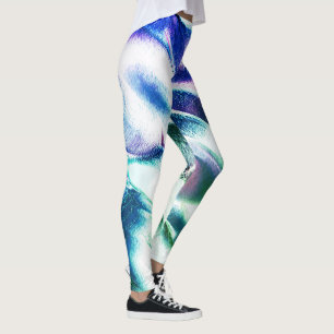 Hell aus mattem Metall, grün bis blau Leggings