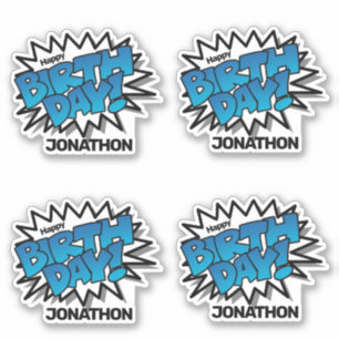 Hell Blue Comic Text - Happy Birthday Aufkleber